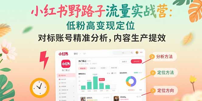 小红书野路子流量实战营：低粉高变现定位 对标账号精准分析 内容生产提效-佐思资源网下载-专注于互联网平台分享平台