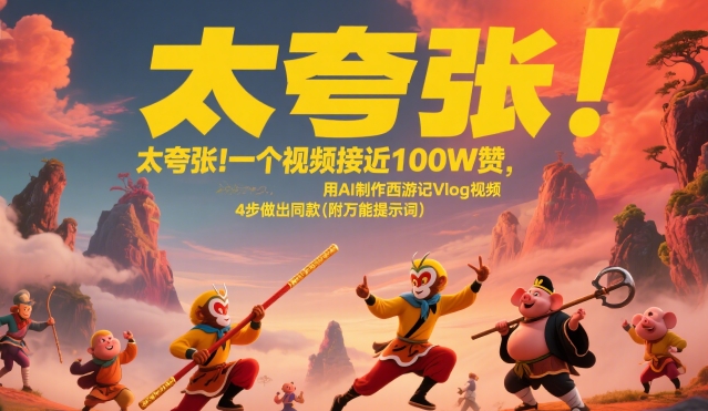 /wp-content/uploads/replace/18f0b04537d49c0aca58d672b53efcaa.jpeg 太夸张!一个视频接近100W赞,用AI制作西游记Vlog视频,全流程拆解来了(附万能提示词)