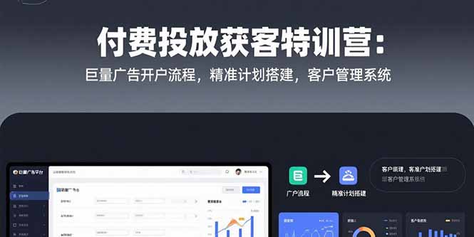 付费投放获客特训营：巨量广告开户流程，精准计划搭建，客户管理系统-佐思资源网下载-专注于互联网平台分享平台