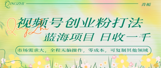 视频号创业粉打法，日入1k，蓝海项目，市场需求大，全程无脑操作，可复制-佐思资源网下载-专注于互联网平台分享平台