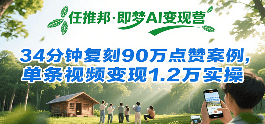 任推邦·即梦AI变现营，34分钟复刻90万点赞案例，单条视频变现1.2万实操-佐思资源网下载-专注于互联网平台分享平台