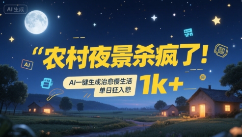 农村夜景杀疯了！AI一键生成治愈系慢生活，单日狂入1k+-佐思资源网下载-专注于互联网平台分享平台