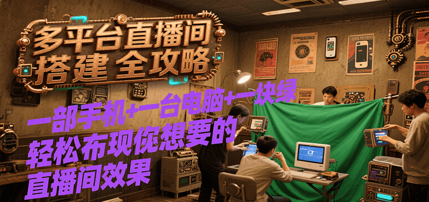 多平台直播间搭建全攻略，一部手机+一台电脑+一块绿布轻松实现你想要的直播间效果-佐思资源网下载-专注于互联网平台分享平台