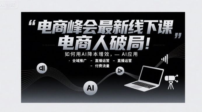 电商峰会最新线下课，电商人破局，如何用AI降本增效，AI应用-全域推广-直播运营-付费流量-佐思资源网下载-专注于互联网平台分享平台
