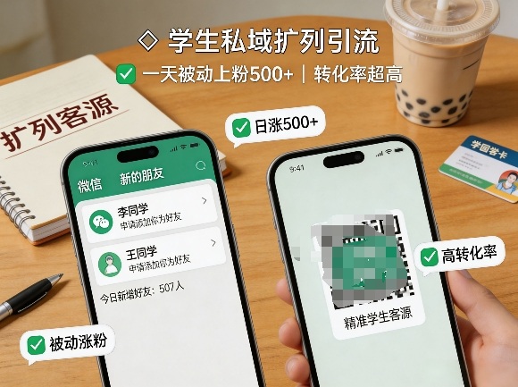 学生私域扩列引流，一天被动上粉500+，转化率超高-佐思资源网下载-专注于互联网平台分享平台