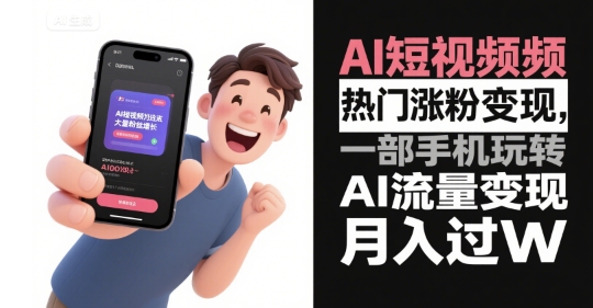 AI短视频热门涨粉变现，一部手机玩转AI流量变现，月入过W-佐思资源网下载-专注于互联网平台分享平台
