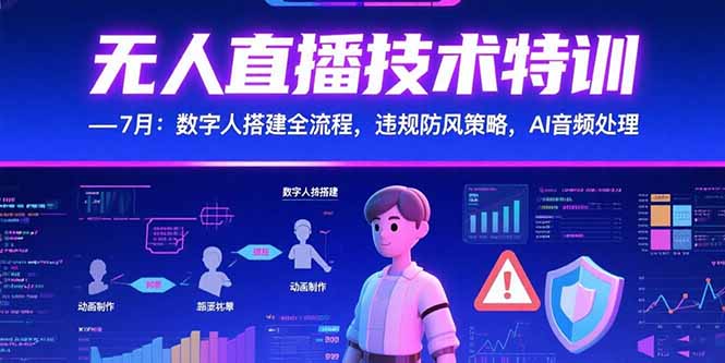 /wp-content/uploads/replace/dedfc460a9e787f49c7152846411d486.jpeg 无人直播技术特训-7月:数字人搭建全流程,违规防风策略,AI音频处理