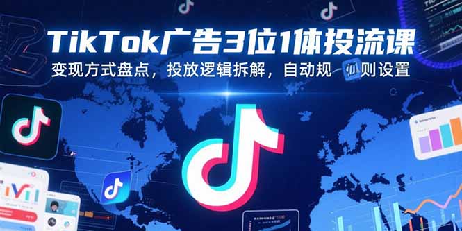 TikTok广告3位1体投流课，变现方式盘点，投放逻辑拆解，自动规则设置-佐思资源网下载-专注于互联网平台分享平台